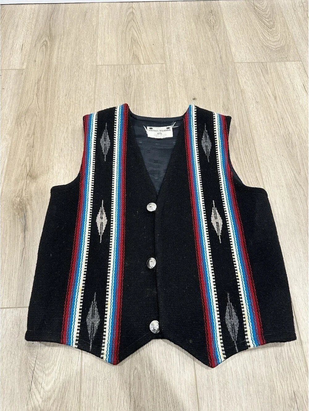 Ceremonial Native American Wool Vest Centinela Traditional Arts Chimayo Size 36